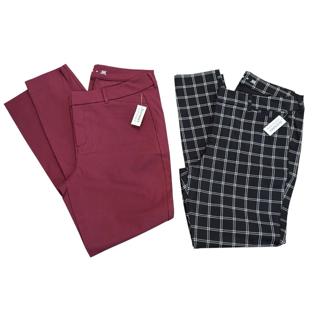 NEW (2) Old Navy Women's 14 High-Waisted Pixie Skinny Ankle Dress Pants Stretch